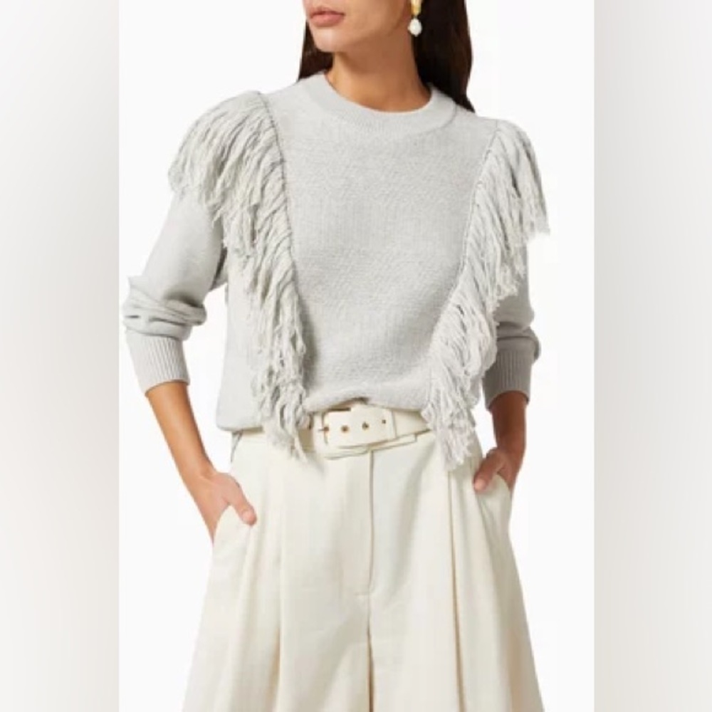 Zimmermann Light Grey Botanica Fringe Sweater size 2